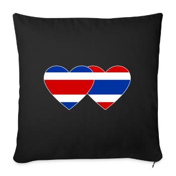 Thaïlande Costa Rica drapeau coeur - Housse de coussin décorative 45 x 45 cm - noir - Devant
