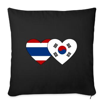 Thailand South Korea flag heart - Sofa pillowcase 17,3'' x 17,3'' (45 x 45 cm) - black - Front