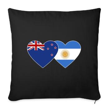 Coeur de drapeau de la Nouvelle-Zélande Argentine - Housse de coussin décorative 45 x 45 cm - noir - Devant
