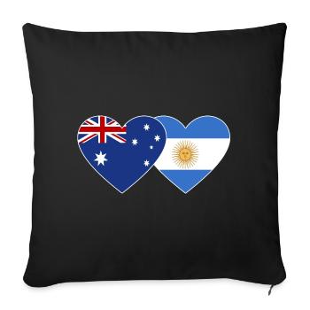 Coeur de drapeau Australie Argentine - Housse de coussin décorative 45 x 45 cm - noir - Devant