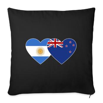 Drapeau de l’Argentine et de la Nouvelle-Zélande Coeur - Housse de coussin décorative 45 x 45 cm - noir - Devant
