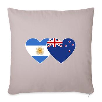 Drapeau de l’Argentine et de la Nouvelle-Zélande Coeur - Housse de coussin décorative 45 x 45 cm - taupe clair - Devant