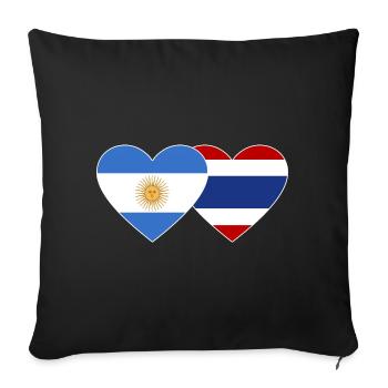 Argentina Thailand flag heart - Sofa pillowcase 17,3'' x 17,3'' (45 x 45 cm) - black - Front