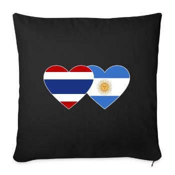 Coeur de drapeau Thaïlande Argentine - Housse de coussin décorative 45 x 45 cm - noir - Devant