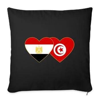 Egypt Tunisia Flag Heart - Sofa pillowcase 17,3'' x 17,3'' (45 x 45 cm) - black - Front