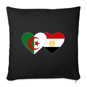 Algeria Egypt Flag Heart - Sofa pillowcase 17,3'' x 17,3'' (45 x 45 cm) - black - Front