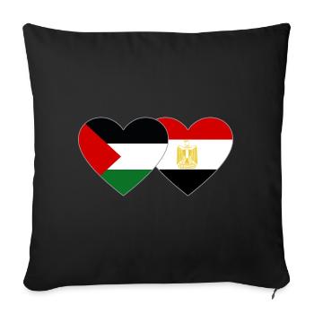 Palestine Egypt Flag Heart - Sofa pillowcase 17,3'' x 17,3'' (45 x 45 cm) - black - Front