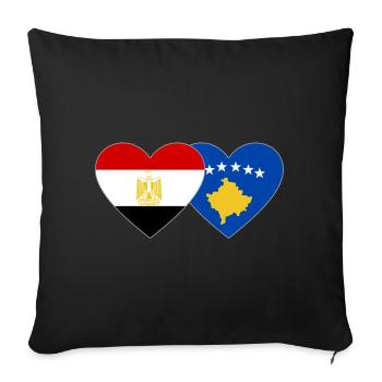 Egypt Kosovo Flag Heart - Sofa pillowcase 17,3'' x 17,3'' (45 x 45 cm) - black - Front