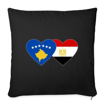 Kosovo Egypt Flag Heart - Sofa pillowcase 17,3'' x 17,3'' (45 x 45 cm) - black - Front