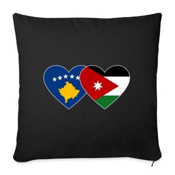 Kosovo Jordanie Drapeau Coeur - Housse de coussin décorative 45 x 45 cm - noir - Devant