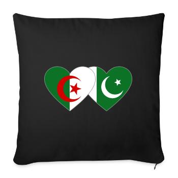 Algeria Pakistan Flag Heart - Sofa pillowcase 17,3'' x 17,3'' (45 x 45 cm) - black - Front