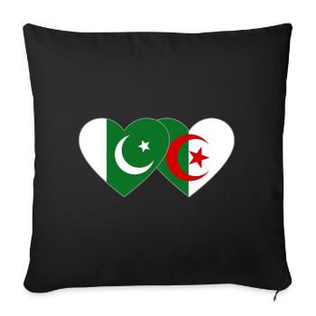 Pakistan Algérie Drapeau Coeur - Housse de coussin décorative 45 x 45 cm - noir - Devant