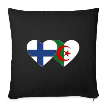 Finland Algeria Flag Heart - Sofa pillowcase 17,3'' x 17,3'' (45 x 45 cm) - black - Front