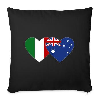 Italie Australie Drapeau Coeur - Housse de coussin décorative 45 x 45 cm - noir - Devant