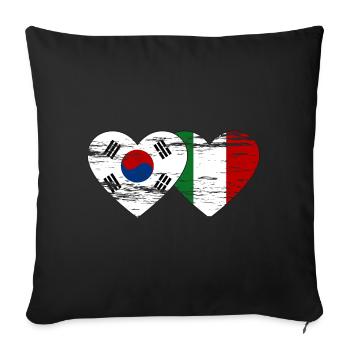 South Korea Italy Flag Heart Used - Sofa pillowcase 17,3'' x 17,3'' (45 x 45 cm) - black - Front