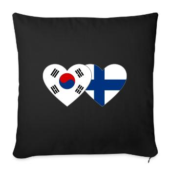 Corée du Sud Finlande Drapeau Coeur - Housse de coussin décorative 45 x 45 cm - noir - Devant