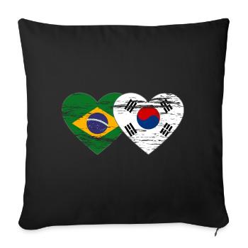 Brazil South Korea flag heart used - Sofa pillowcase 17,3'' x 17,3'' (45 x 45 cm) - black - Front