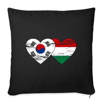 South Korea Hungary flag heart used - Sofa pillowcase 17,3'' x 17,3'' (45 x 45 cm) - black - Front