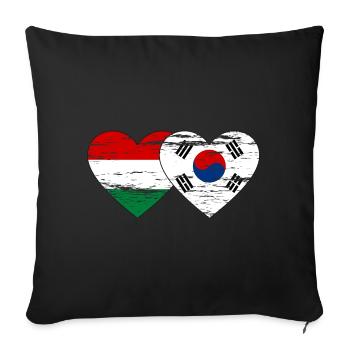Hungary South Korea Flag Heart Used - Sofa pillowcase 17,3'' x 17,3'' (45 x 45 cm) - black - Front