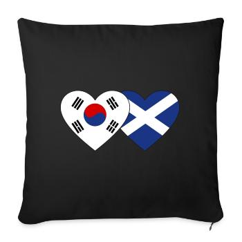 South Korea Scotland Flag Heart - Sofa pillowcase 17,3'' x 17,3'' (45 x 45 cm) - black - Front