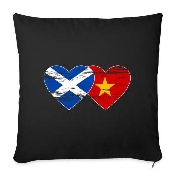 Scotland Vietnam Flag Heart Used - Sofa pillowcase 17,3'' x 17,3'' (45 x 45 cm) - black - Front
