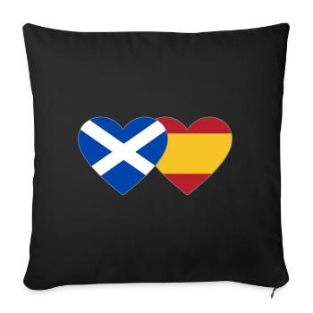 Ecosse Espagne Drapeau Coeur - Housse de coussin décorative 45 x 45 cm - noir - Devant