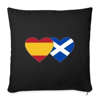 Spain Scotland Flag Heart - Sofa pillowcase 17,3'' x 17,3'' (45 x 45 cm) - black - Front