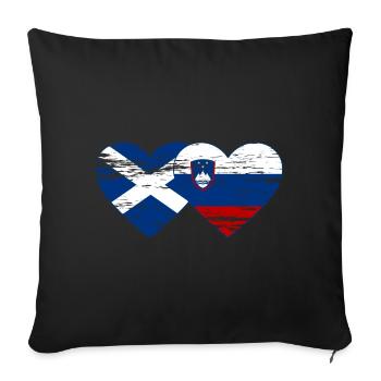 Scotland Slovenia flag heart used - Sofa pillowcase 17,3'' x 17,3'' (45 x 45 cm) - black - Front