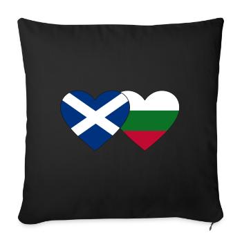 Ecosse Bulgarie Drapeau Coeur - Housse de coussin décorative 45 x 45 cm - noir - Devant