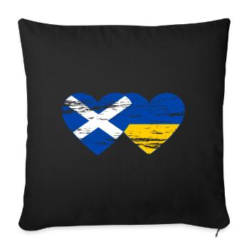 Scotland Ukraine Flag Heart Used - Sofa pillowcase 17,3'' x 17,3'' (45 x 45 cm) - black - Front