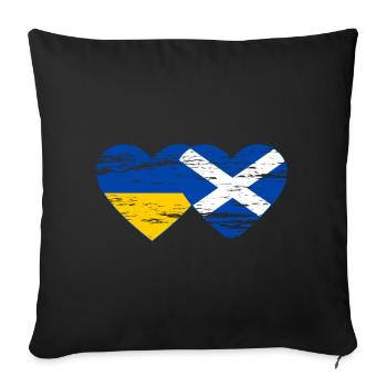 Ukraine Scotland Flag Heart Used - Sofa pillowcase 17,3'' x 17,3'' (45 x 45 cm) - black - Front