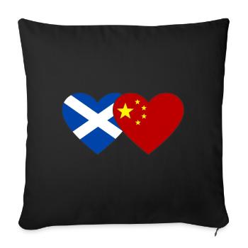 Ecosse Chine drapeau coeur - Housse de coussin décorative 45 x 45 cm - noir - Devant