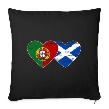 Portugal Scotland Flag Heart Used - Sofa pillowcase 17,3'' x 17,3'' (45 x 45 cm) - black - Front