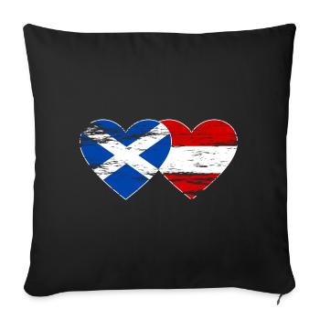 Ecosse Autriche drapeau coeur utilisé - Housse de coussin décorative 45 x 45 cm - noir - Devant
