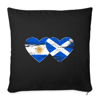 Argentina Scotland Flag Heart Used - Sofa pillowcase 17,3'' x 17,3'' (45 x 45 cm) - black - Front