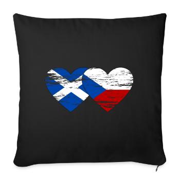 Ecosse République Tchèque Drapeau Coeur Utilisé - Housse de coussin décorative 45 x 45 cm - noir - Devant