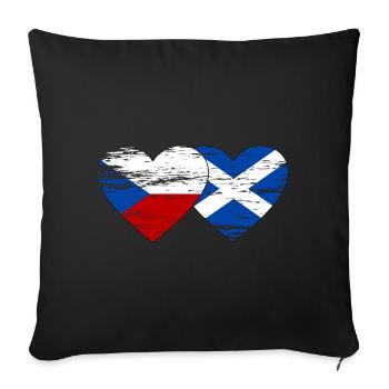 Czech Republic Scotland flag heart used - Sofa pillowcase 17,3'' x 17,3'' (45 x 45 cm) - black - Front