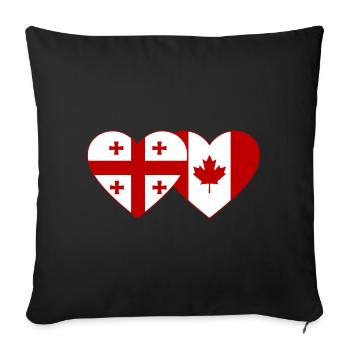 Coeur de drapeau de Géorgie Canada - Housse de coussin décorative 45 x 45 cm - noir - Devant