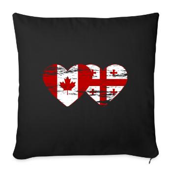 Coeur de drapeau du Canada Géorgie utilisé - Housse de coussin décorative 45 x 45 cm - noir - Devant