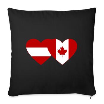 Coeur de drapeau Autriche Canada - Housse de coussin décorative 45 x 45 cm - noir - Devant