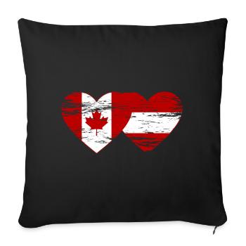 Canada Austria flag heart used - Sofa pillowcase 17,3'' x 17,3'' (45 x 45 cm) - black - Front