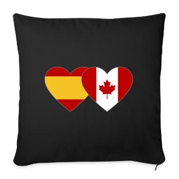 Coeur de drapeau Espagne Canada - Housse de coussin décorative 45 x 45 cm - noir - Devant
