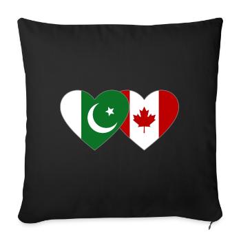 Coeur de drapeau du Pakistan Canada - Housse de coussin décorative 45 x 45 cm - noir - Devant