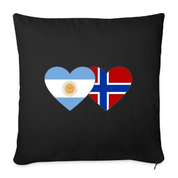 Argentine Norvège Drapeau Coeur - Housse de coussin décorative 45 x 45 cm - noir - Devant