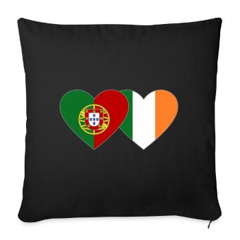 Drapeau du Portugal Irlande - Housse de coussin décorative 45 x 45 cm - noir - Devant