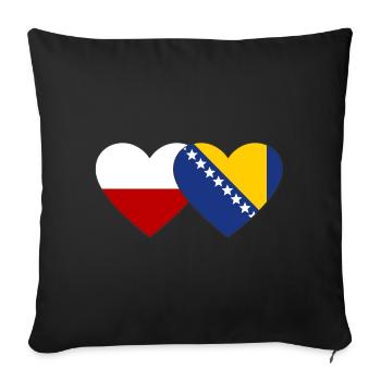 Poland Bosnia Flag Heart - Sofa pillowcase 17,3'' x 17,3'' (45 x 45 cm) - black - Front
