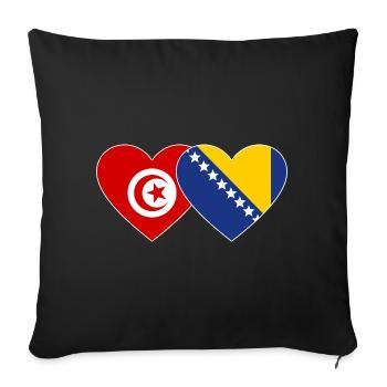 Tunisie Bosnie Drapeau Coeur - Housse de coussin décorative 45 x 45 cm - noir - Devant