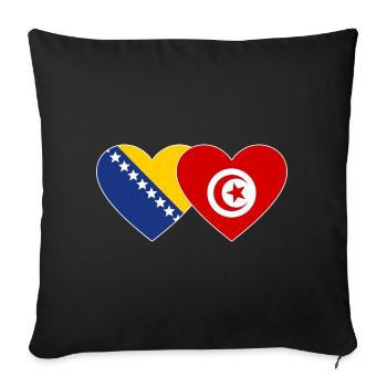 Bosnie Tunisie Drapeau Coeur - Housse de coussin décorative 45 x 45 cm - noir - Devant