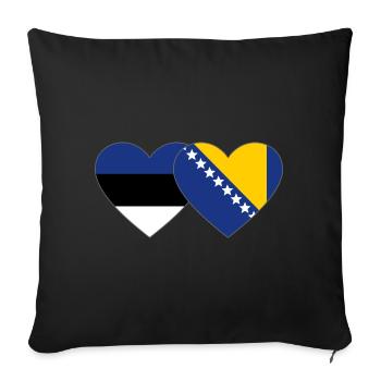 Estonia Bosnia Flag Heart - Sofa pillowcase 17,3'' x 17,3'' (45 x 45 cm) - black - Front