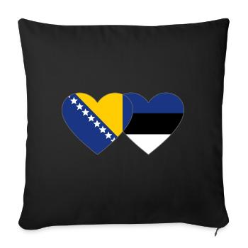 Bosnia Estonia Flag Heart - Sofa pillowcase 17,3'' x 17,3'' (45 x 45 cm) - black - Front